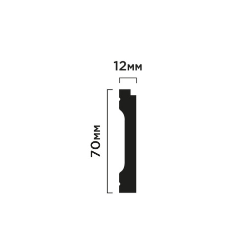 B70V3 Плинтус ПОЛИСТИРОЛ HI WOOD 70мм х 12мм х 2,0м. V3